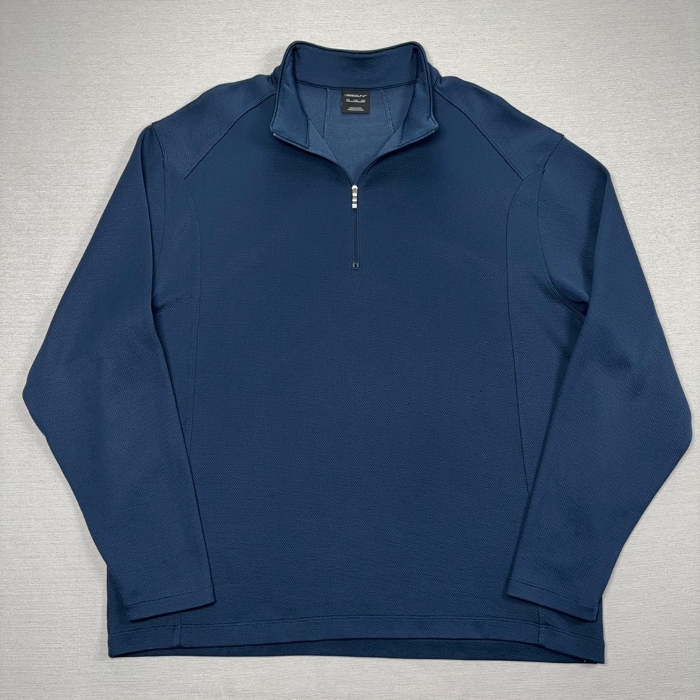 Nike Sport Cover-Up 1/4 Zip Pullover Mens XXL Blue Cotton Polyester Long Sleeve